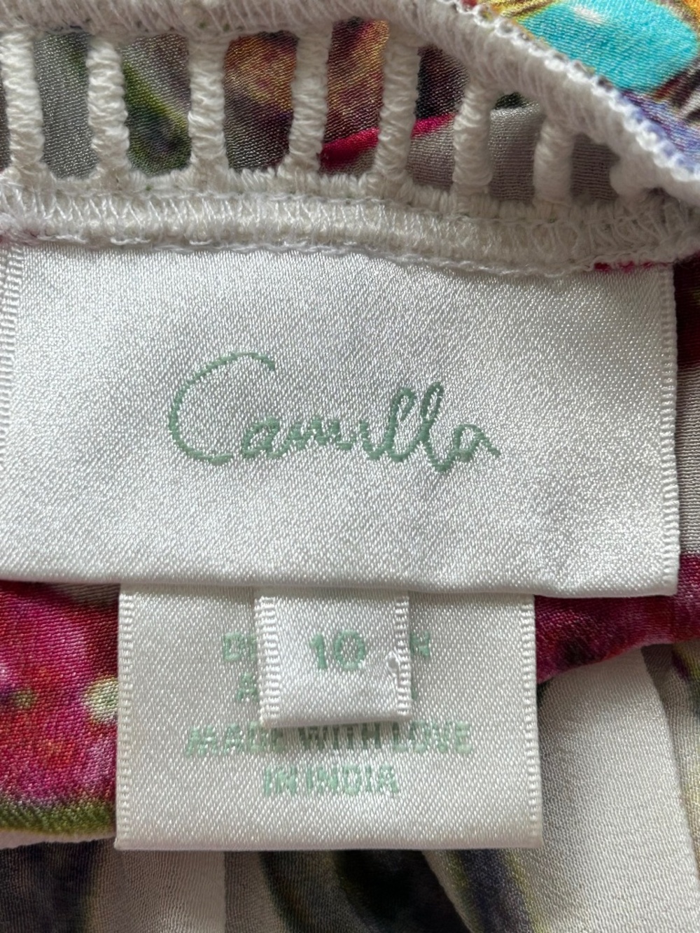 Camilla Tiered Gathered Dress in Exotic Hypnotic silk tropical floral crystal - Picture 12 of 15